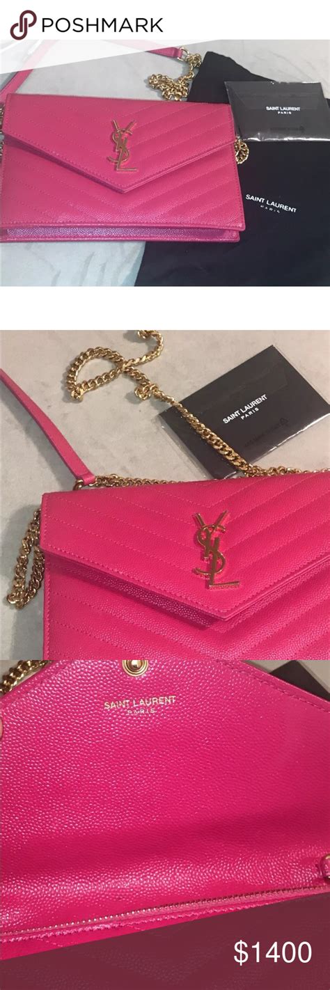 ysl key chain pink gold|saint laurent monogram chain wallet.